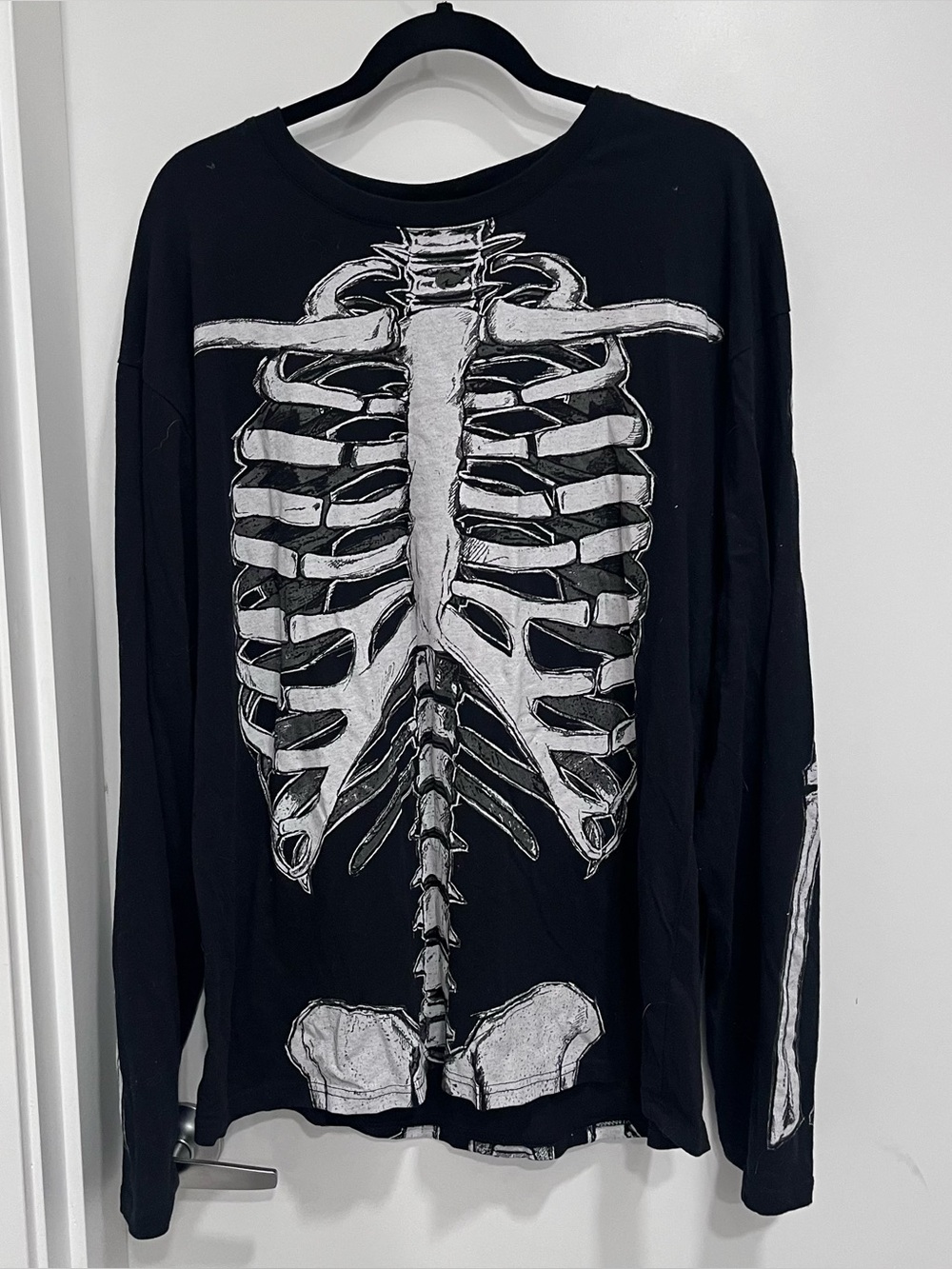 Y2K Skeleton Long Sleeve Grunge Goth Spirit Tee T-Shirt Top Black XXL Halloween
